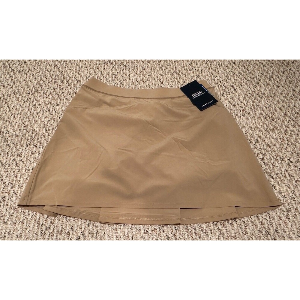 Polo Ralph Lauren Womens Pleated TRENDYGOLF Stretch Skort Classic Khaki $148 XS
